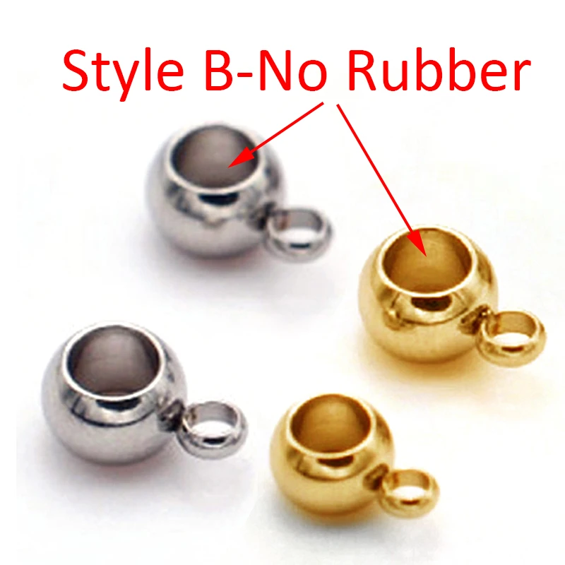 20pcs Stainless Steel Stopper Beads for Earring Necklace Bracelet Jewelry Making DIY Gold Bail Bead Hanger Rings Rubber Beads