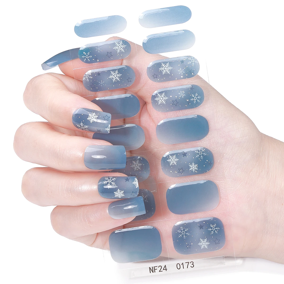 16 نصائح عيد الميلاد شبه علاج هلام مسمار شرائط ثلج ندفة الثلج سانتا كلوز ذاتية اللصق هلام مسمار يلتف غطاء كامل مسمار ملصقا