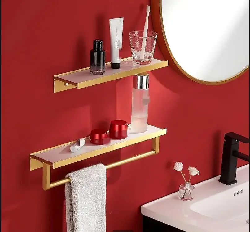 

Metal Rock Shelf Towel Rack Towel Bar Bathroom Shelves Wall-mounted Organizer Storage Rack Washbasin Shelf Bathroom Organizer