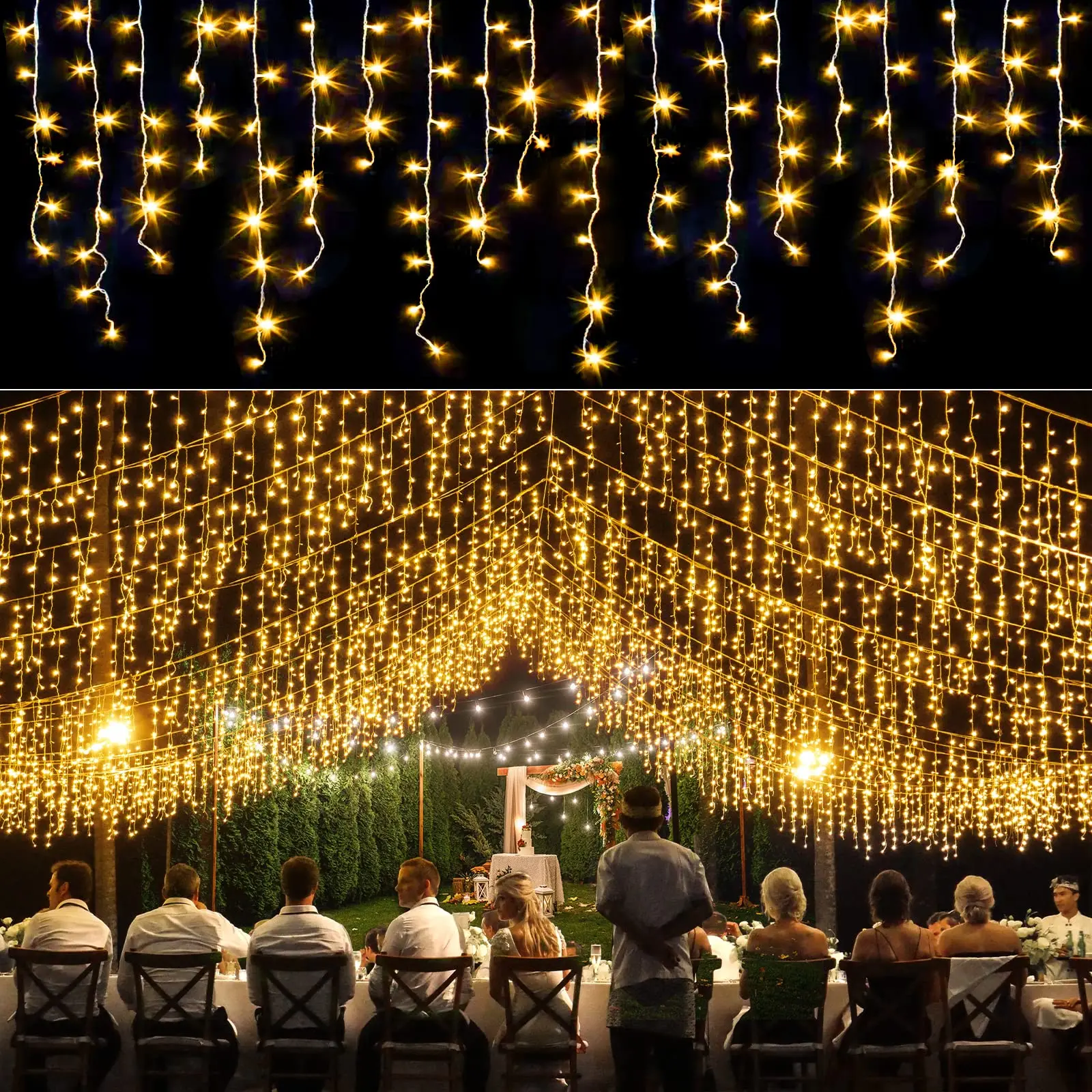 2pcs LED Icicle Lights Wedding hanging christmas light indoor ceiling fairy light Outdoor Decorations for twinkle curtain lights