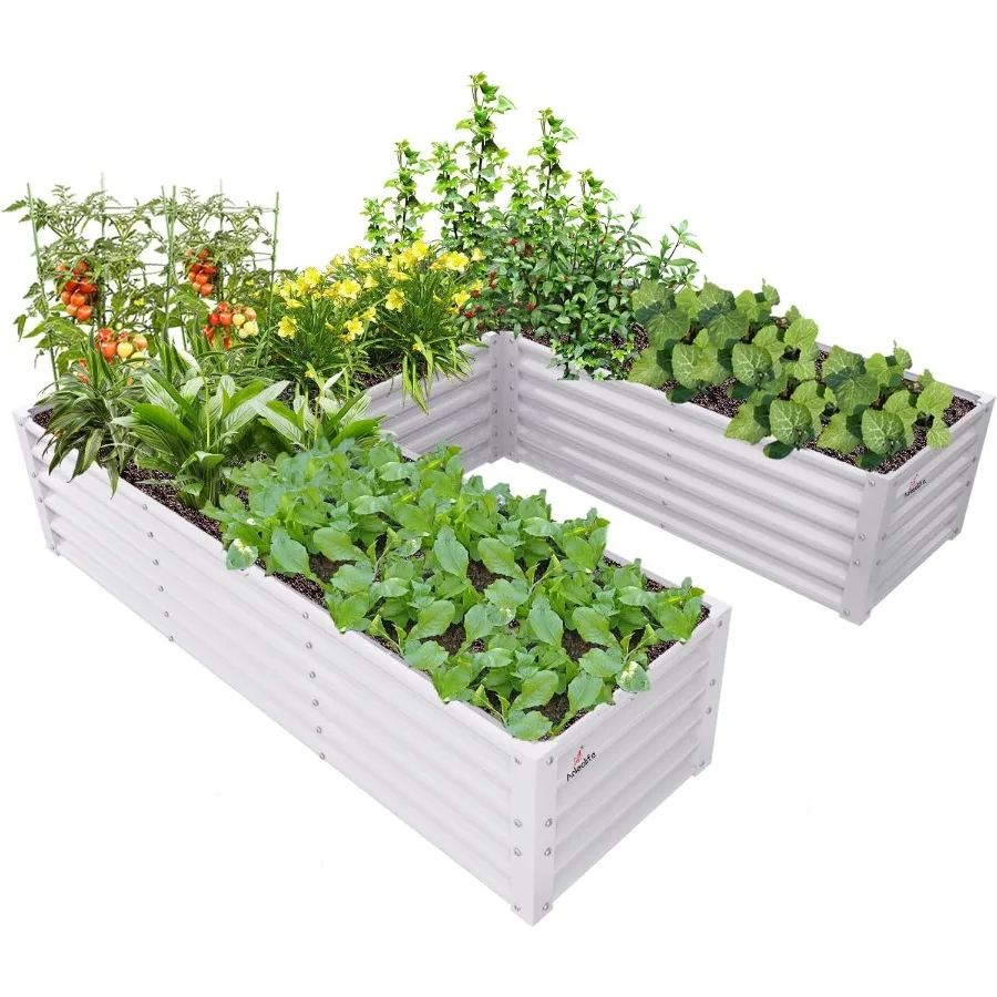 

U-Shaped Galvanized Raised Garden Beds Outdoor6x6x1.5ft Large Metal Planter Box for Planting Vegetables Flowers Herb Anti-Rust