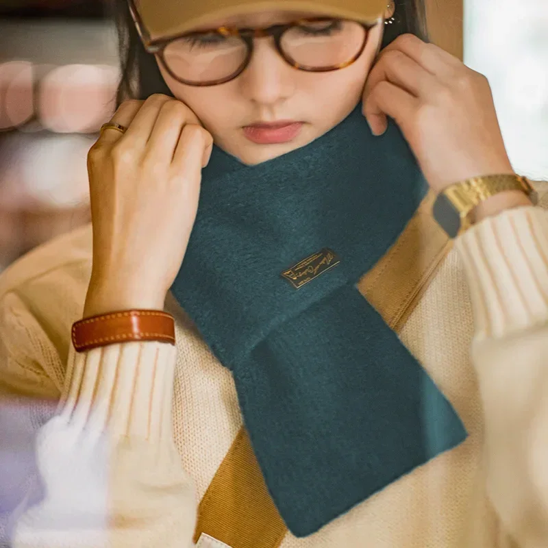 

Maden Women's Winter Warm Mohair Scarf Brand Designer Luxury Scarves For Ladies Vintage Fashion Solid Color Neck Warmer Beanies