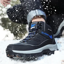 Brand Men Winter Snow Boots Waterproof Sneakers Plush Warm High Top Men's Boots Outdoor Male Hiking Boot Shoe Size 39-47