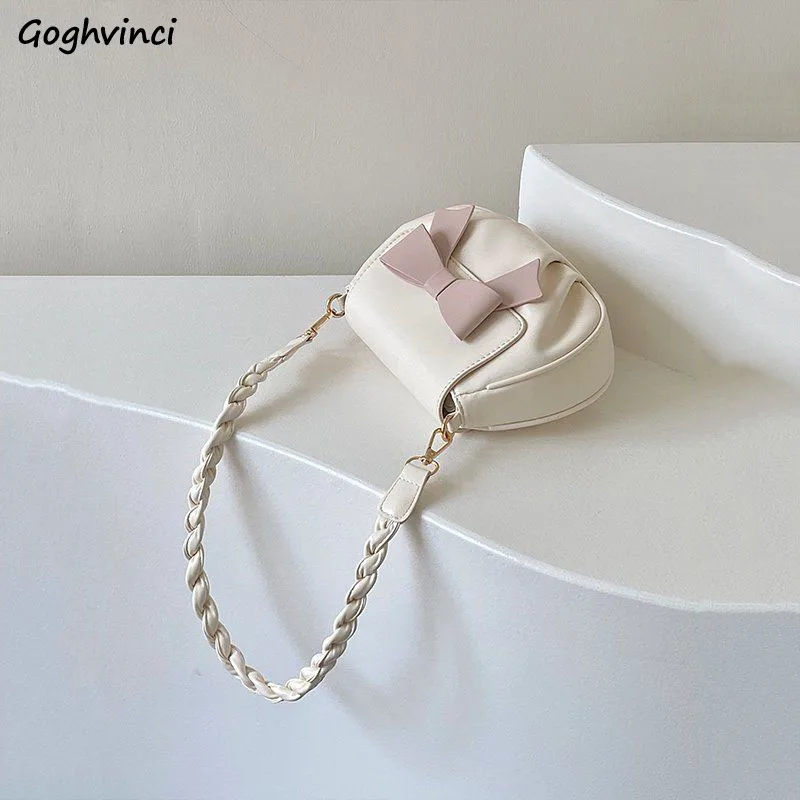 Shoulder Bags Women Bow Sweet Handbags Pleated Crossbody Soft Little PU Leather Bag Gentle All-match Portable Underarm