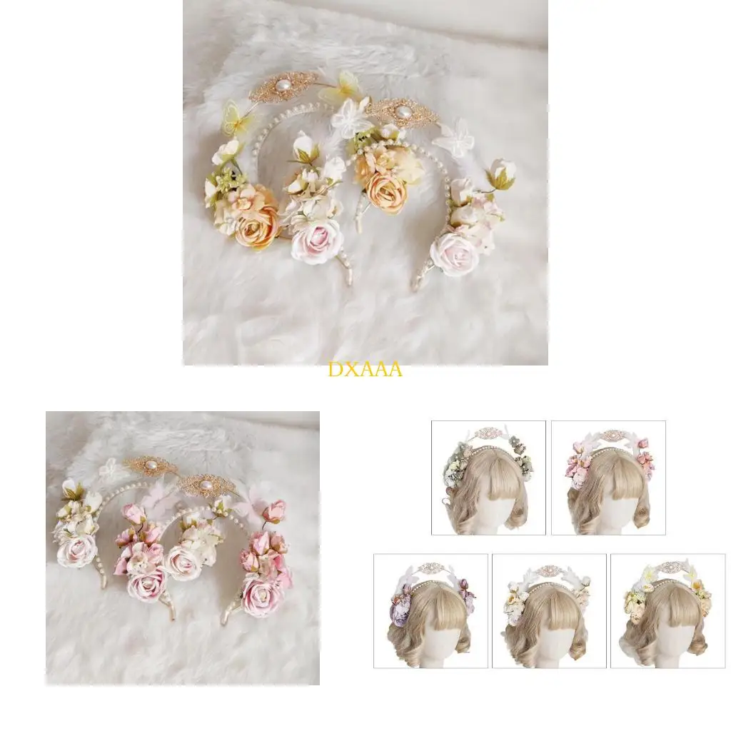 

DXAA Women Wedding Party Crowns with Flower Hairband Colorful Hair Clip