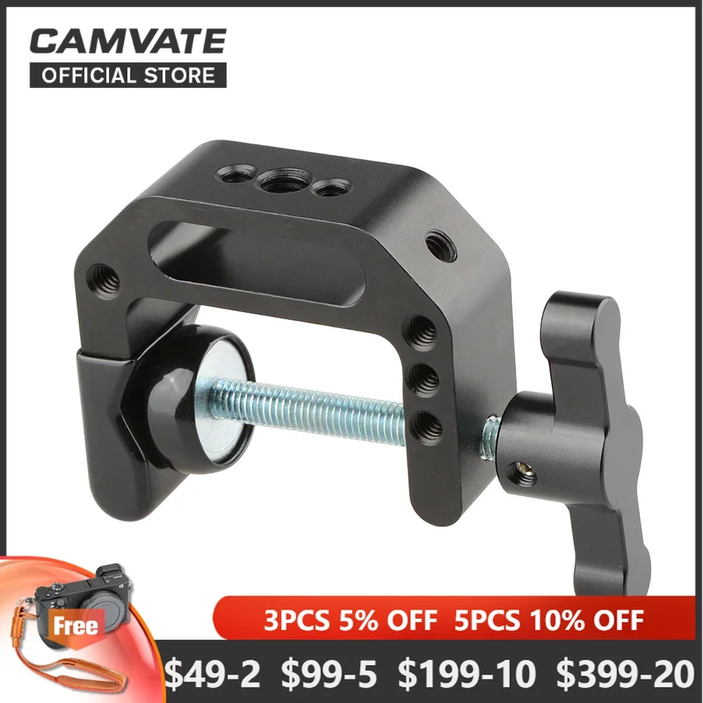 CAMVATE Universal C-clamp Support Clamp With 1/4-20 & 3/8-16 Thread Hole For Monitor/Flashlight/Video Light/Microphone Mounting