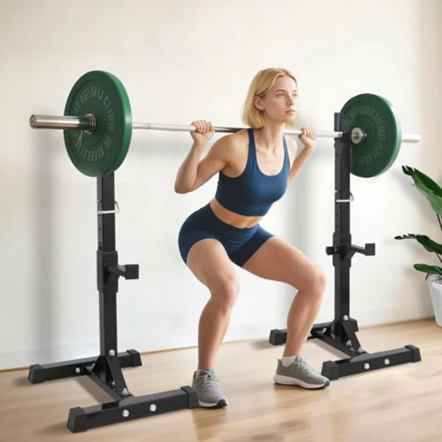 F2C زوج رف القرفصاء القابل للتعديل 41 "-66" قوي الصلب الحديد مقاعد البدلاء الصحافة حامل الصالة الرياضية/المنزل الصالة الرياضية المحمولة الدمبل رفوف حامل ماكس 55