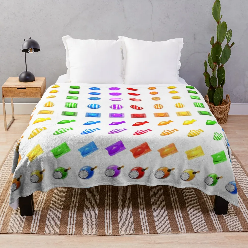 Candy Crush Booster Rainbow Throw Blanket halloween Quilt Bed covers Thin Blankets