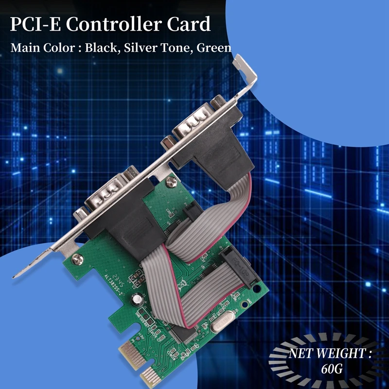 

CardPCI-E PCI Express Dual Serial DB9 RS232 2-портовый адаптер контроллера Зеленый