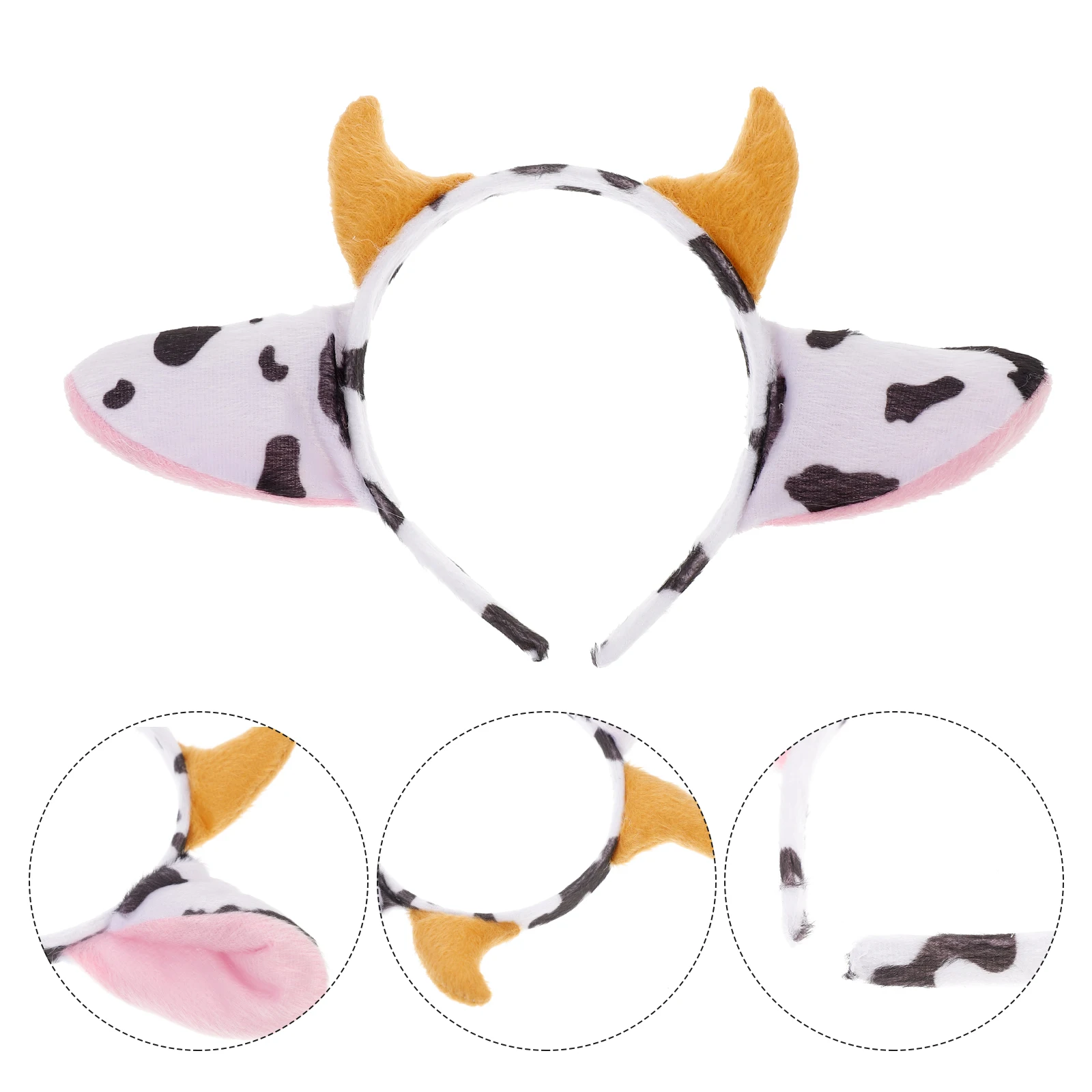 Dairy Cow Headband Premium Animal Horns Design Cute Hairband For Party Halloween Christmas Cosplay Accessory