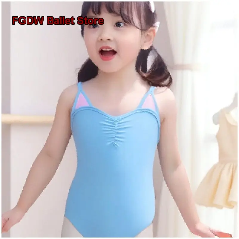 Children's Girls' Summer Spaghetti Strap One-Piece Dance Dress Gymnastics Body Suit Practice Leotard Gymnastics Leotard Unitard