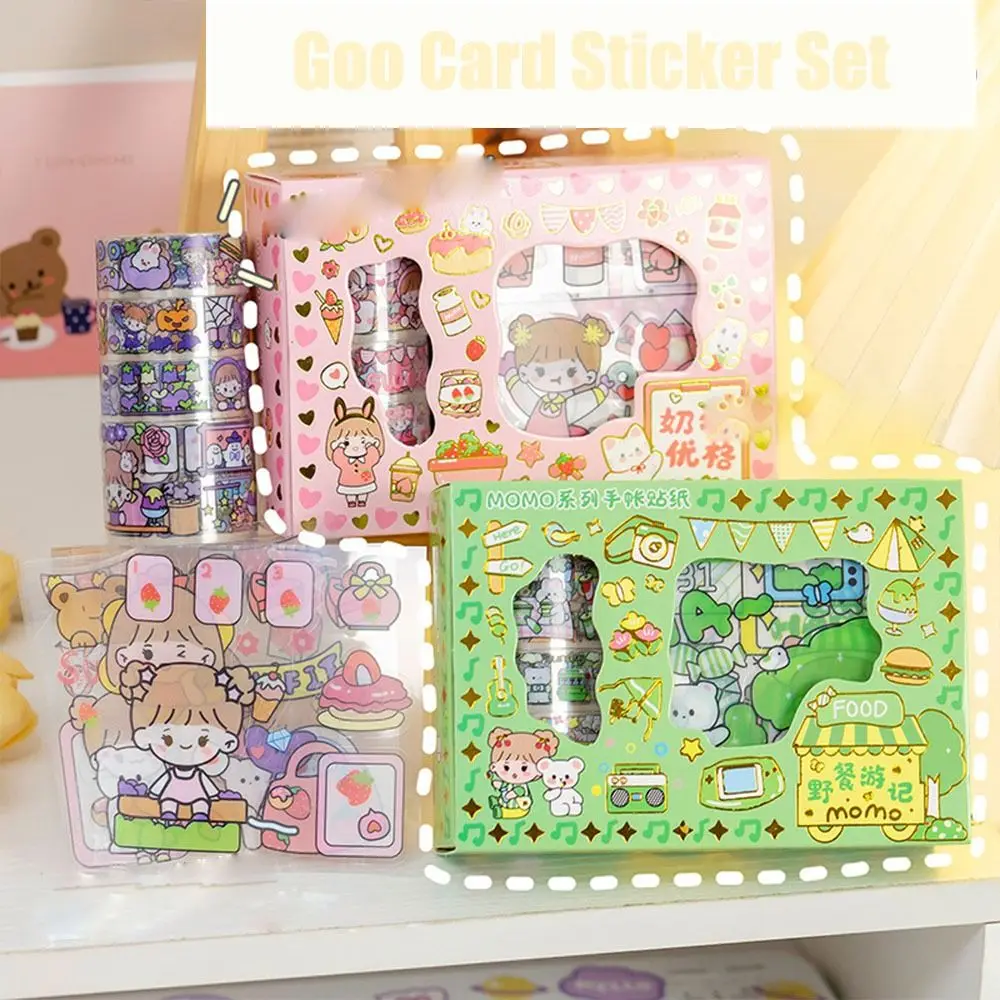 Kawaii Boxed Goo Card Guka Sticker Set DIY Journal Sticker Hand Account Scrapbooking Waterproof Cartoon Stationery Sticker