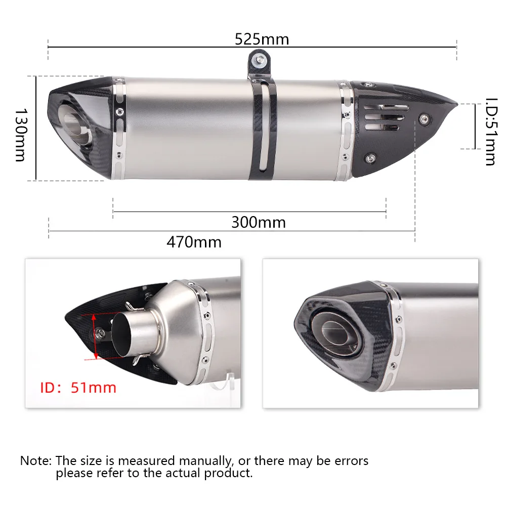 Suitable For Motorcycle Exhaust Pipe Modification M20 Oblique Triangle/large Hexagonal Exhaust Pipe Tail Section, Carbon Fiber