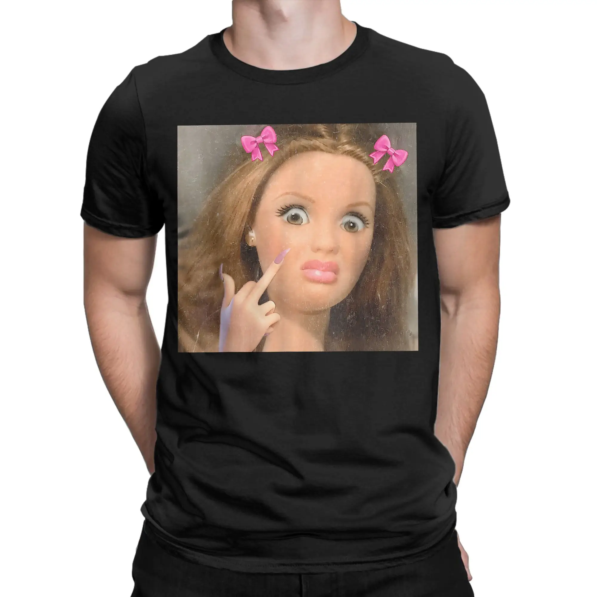 Summer Disgusting Doll Face Meme  Novelty T Shirts  100% Cotton Tshirt for Men Y2K Basic Pattern Short Sleeve Top Tees