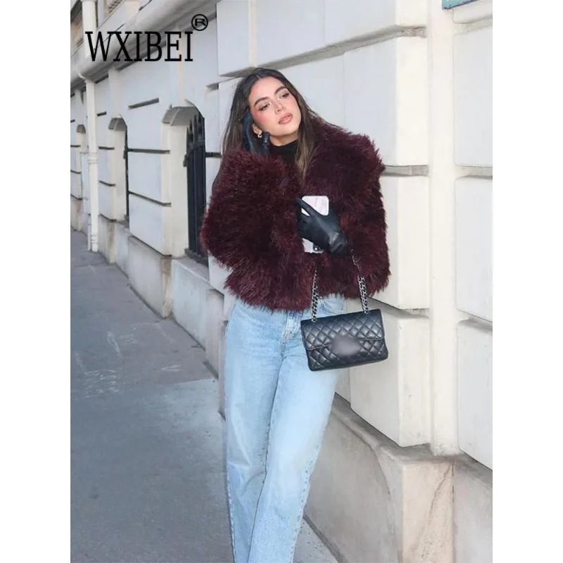 Fashion Faux Fur Jacket Coat Women Warm Fluffy Loose Long Sleeve Lapel Female Cardigan 2024 Winter Solid Lady Street Outwear