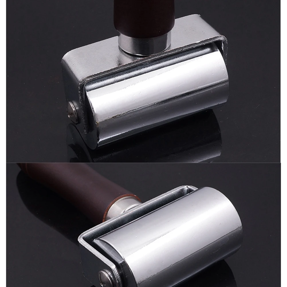 

Roller 100mm Leathercraft Press Roller Steel Durable Solid Wood Handle Non Slip Suitable for Leather Craft Edge