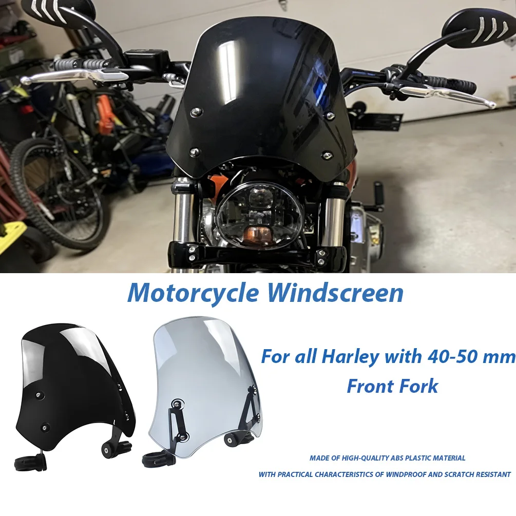 

﻿ Motorcycle Windshield Windscreen For Harley FXDC Wide Super Glide 40-50mm Front Fork Air Wind Deflectors Parts