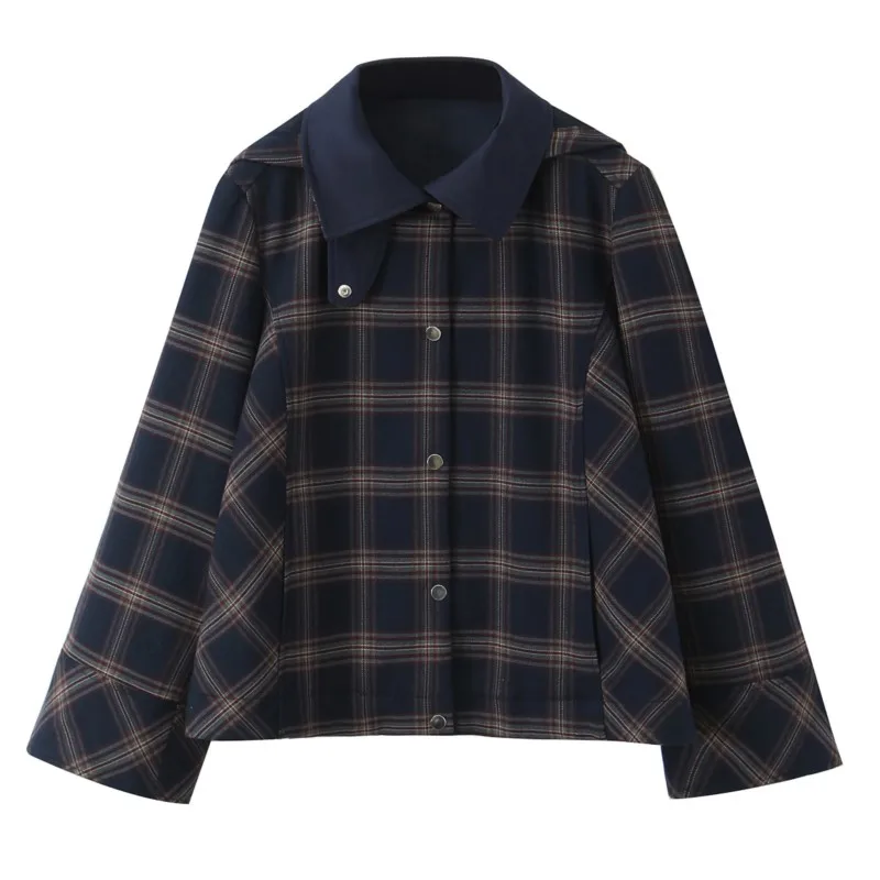 

HipSeam женская клетчатая куртка с капюшоном весна осень отложной воротник на пуговицах женские куртки винтажные женские пальто женские топы