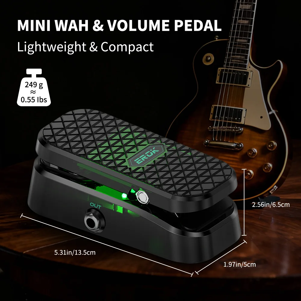 EROK MP-6 2-in-1 Wah Volume Pedal Electric Guitar Custom RM-Type Inductor Pure Analog Tone Active Volume 23° Stroke view 5