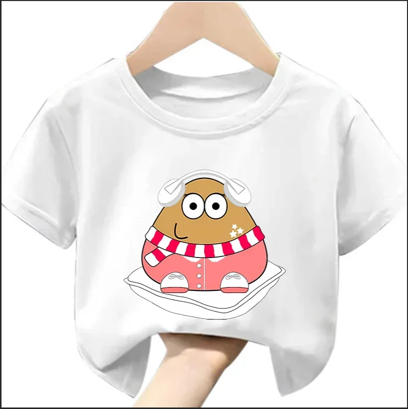 My Pet Alien Pou Kids T-shirts   Summer  Ound Neck T-shirt  Cartoon Summer Infant Tracksuits  Tees  Clothes