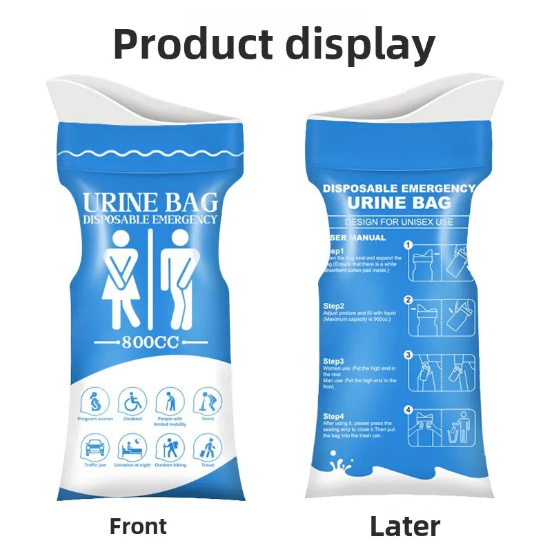 Disposable Emergency Urine Bags 800ML Leak Proof Portable Absorbent Unisex Bag for Travel Camping Car Trip Outdoor Emergency Use