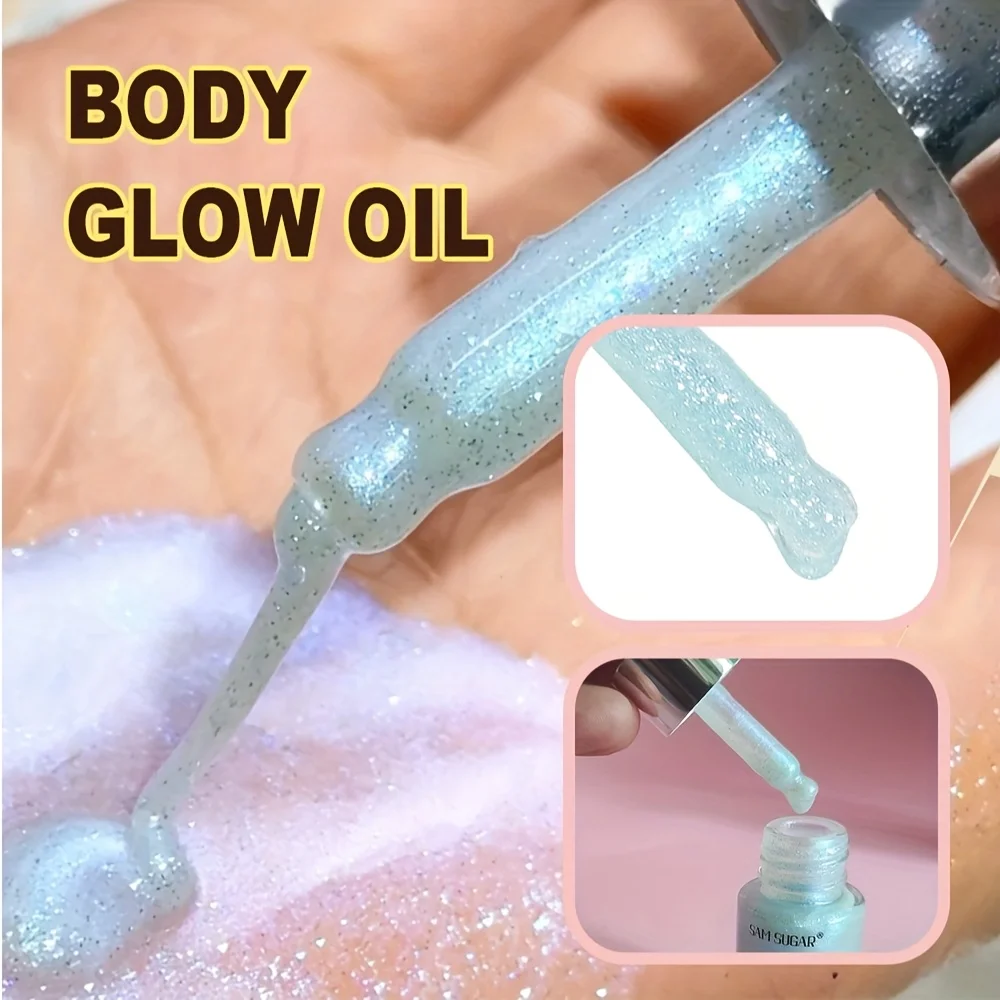 Olio luccicante per il corpo che si illumina al buio, liquido idratante a lunga durata, finitura lucida a copertura totale, scintilla impermeabile per feste