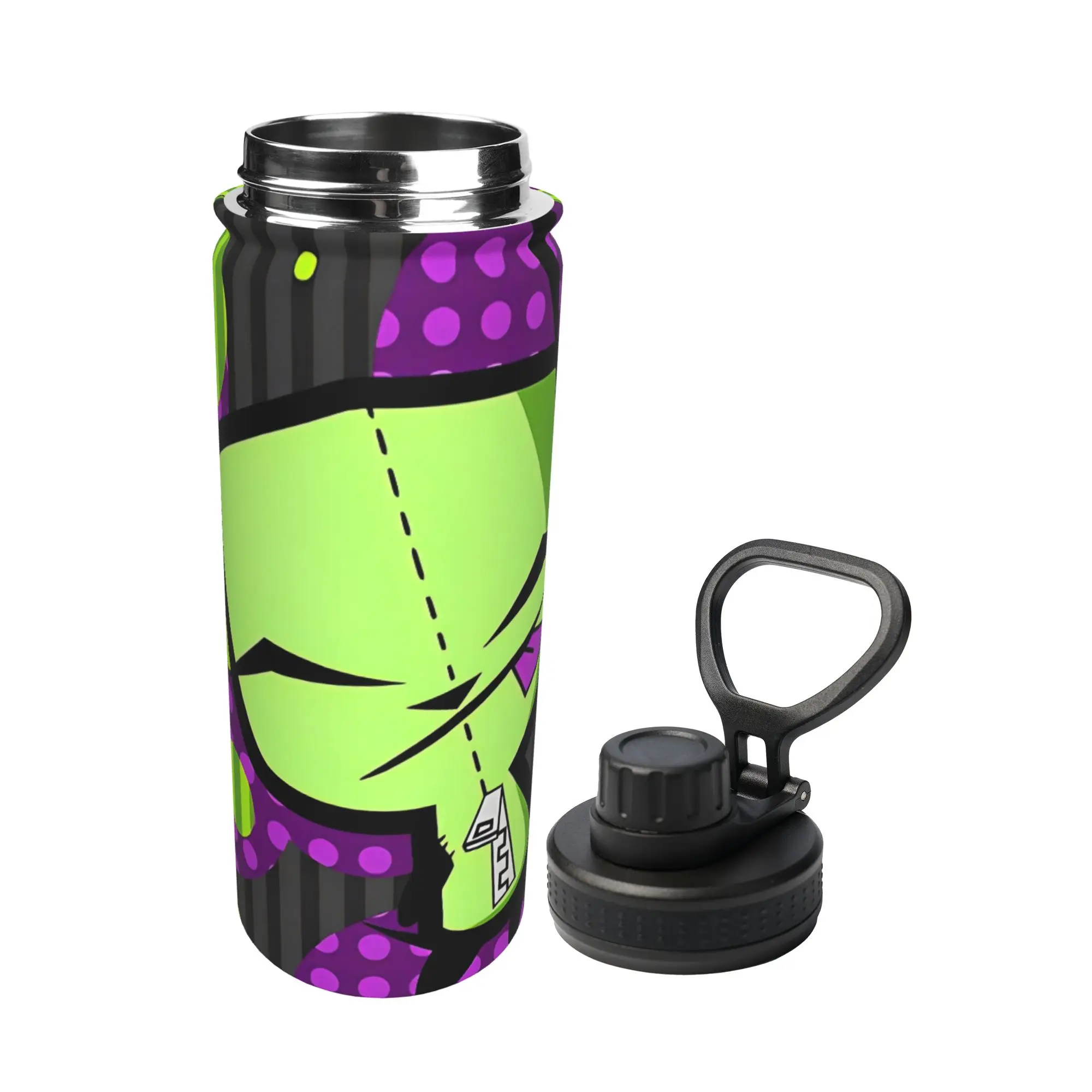 Cartoon Invaders Zim Gir 18OZ Sports Insulated Kettle Anime Thermal Cup Vacuum Flask Outdoor Mug Water Bottle