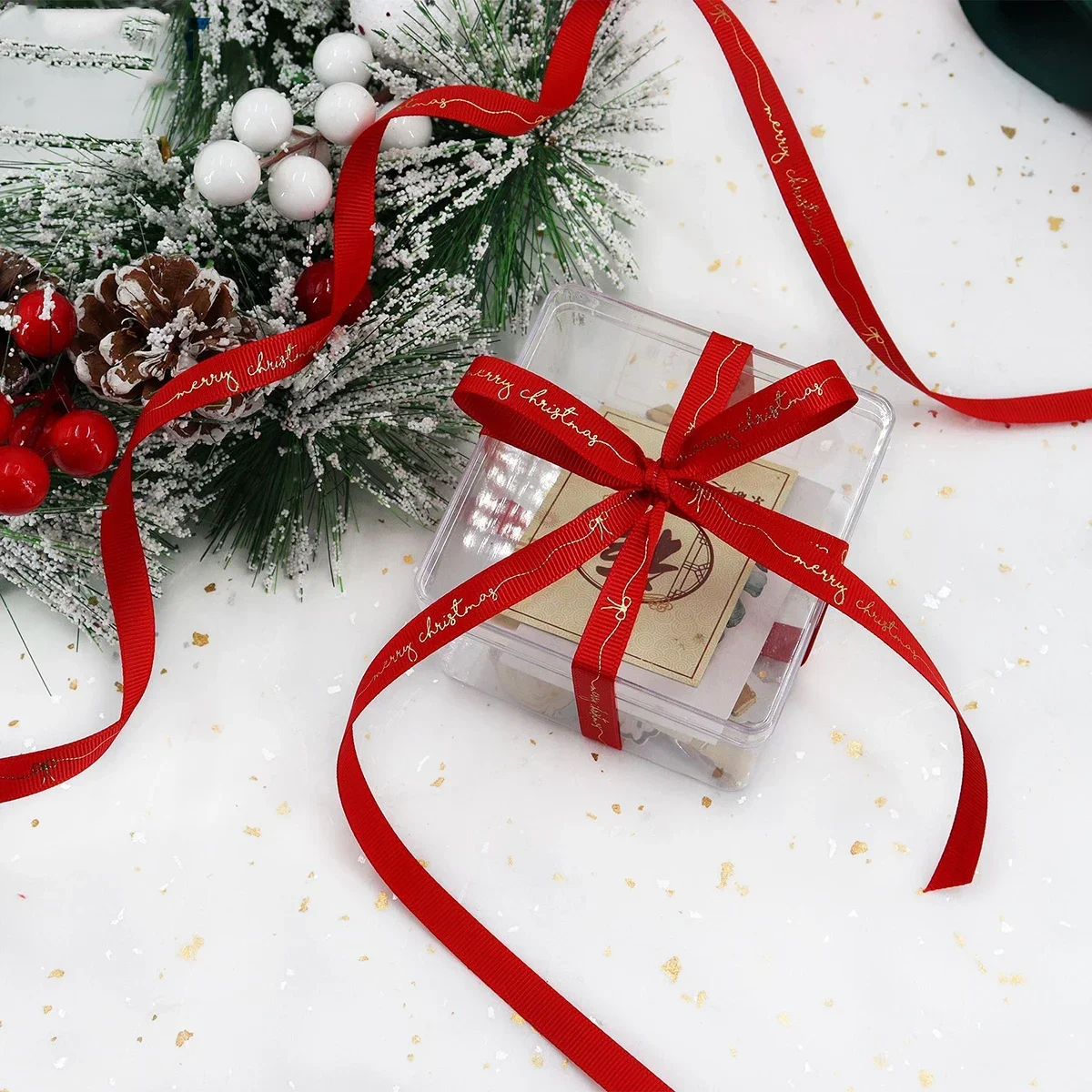 

5 Yards Hot Stamping Christmas Decor Ribbon Handmade Gift Box Packaging Decoration Wedding Event Party Accessory Bouquet Decor