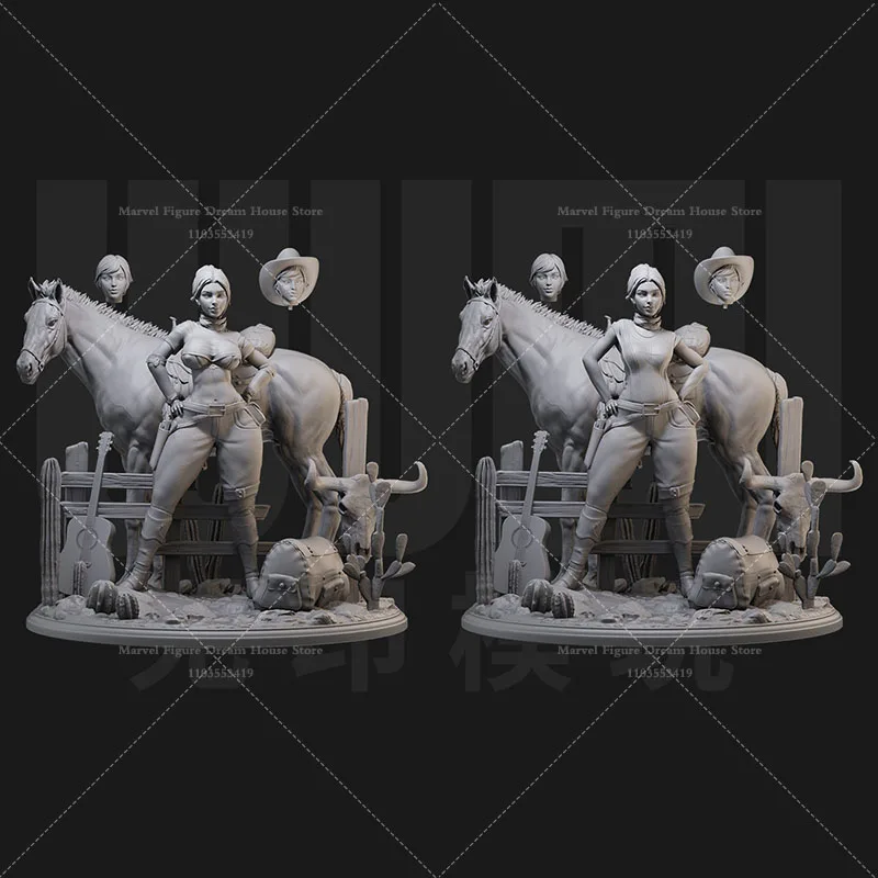 

Original Character Series 1/24 1/18 Scale Western Culture Cowboy Country Girl DIY Self-assembled GK 3D Resin Un-panited Doll