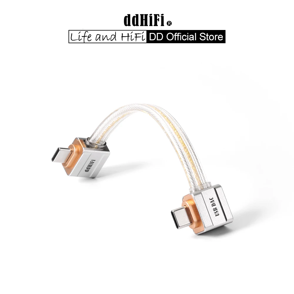 DD ddHiFi TC19LL Comet Gold L-Shaped USB-C OTG Cable Pure Silver Digital Signal for DAC & Phone