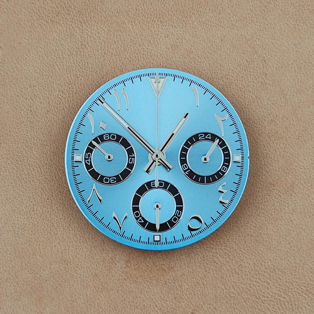 29mm VK63 Dial Arabic Numeral Chronograph Dial Panda Dial Green Glowing Dial Fit VK63 Quartz Movement Watch Accessories