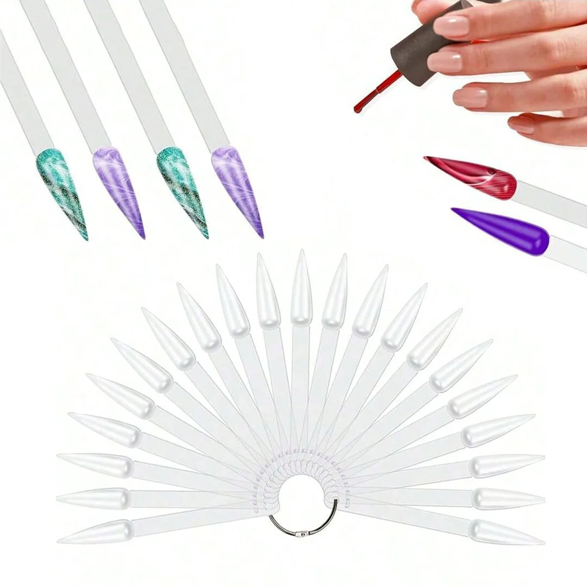 50/100/150/200 Stück Transparente Spitze Nagellack-Präsentationsstäbchen, Nagelkunst-Farbdisplay-Board, Nagelkunst-Heimwerker-Salonbedarf – Detail 4