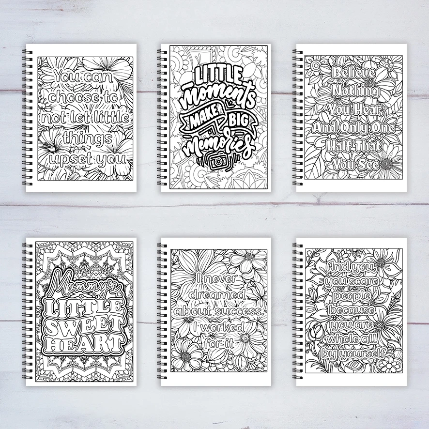 Adult Quotes Coloring Book - 8.3x 11.2 Inch 22 Page Coloring Book - Helps Reduce Stress and Ease Emotions