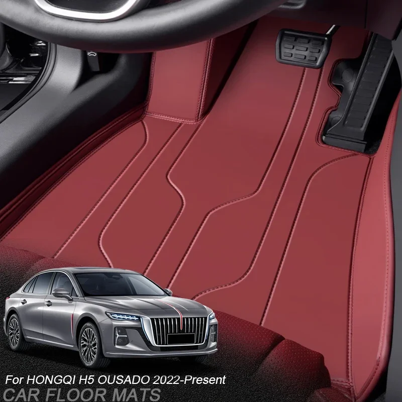 

For HONGQI H5 OUSADO 2022-Present Custom Nappa Leather Anti-Slip Car Foot Protect Mat Auto Luxury Waterproof Floor Pad Accessory