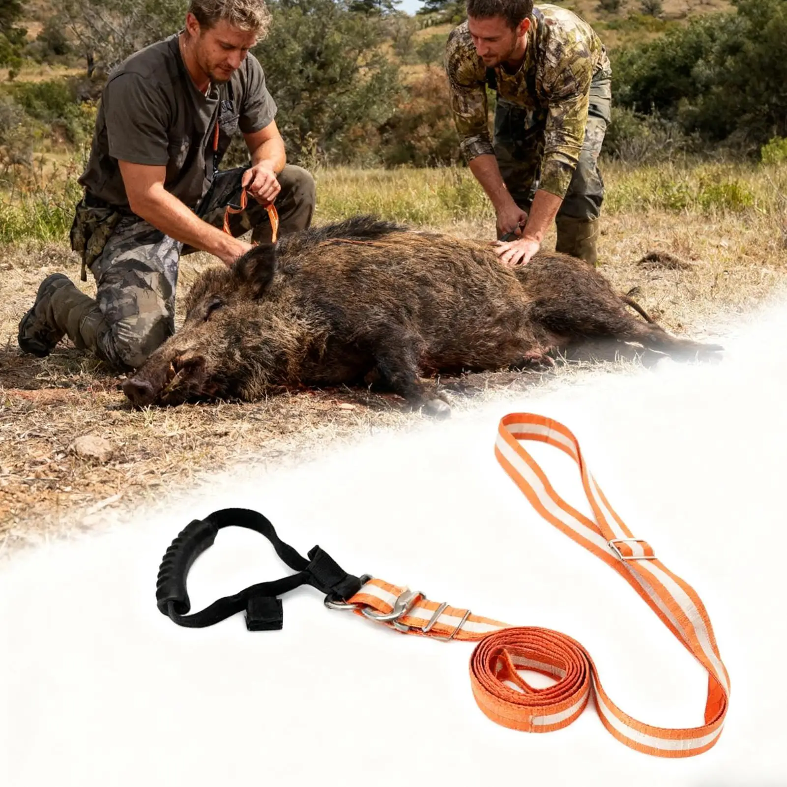 Deer Dragging Harness Orange Outdoor Gear Safety Puller with Reflective Strips for Outdoor Camping Rough Terrain Wilderness
