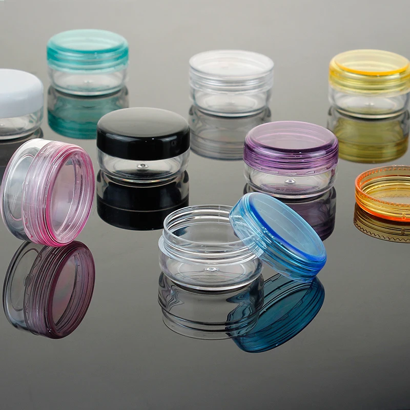 70/105pcs 3g 3ml Empty Plastic Cosmetic Makeup Jar Pots Transparent Sample Bottles Eyeshadow Cream Lip Balm Container with Cap