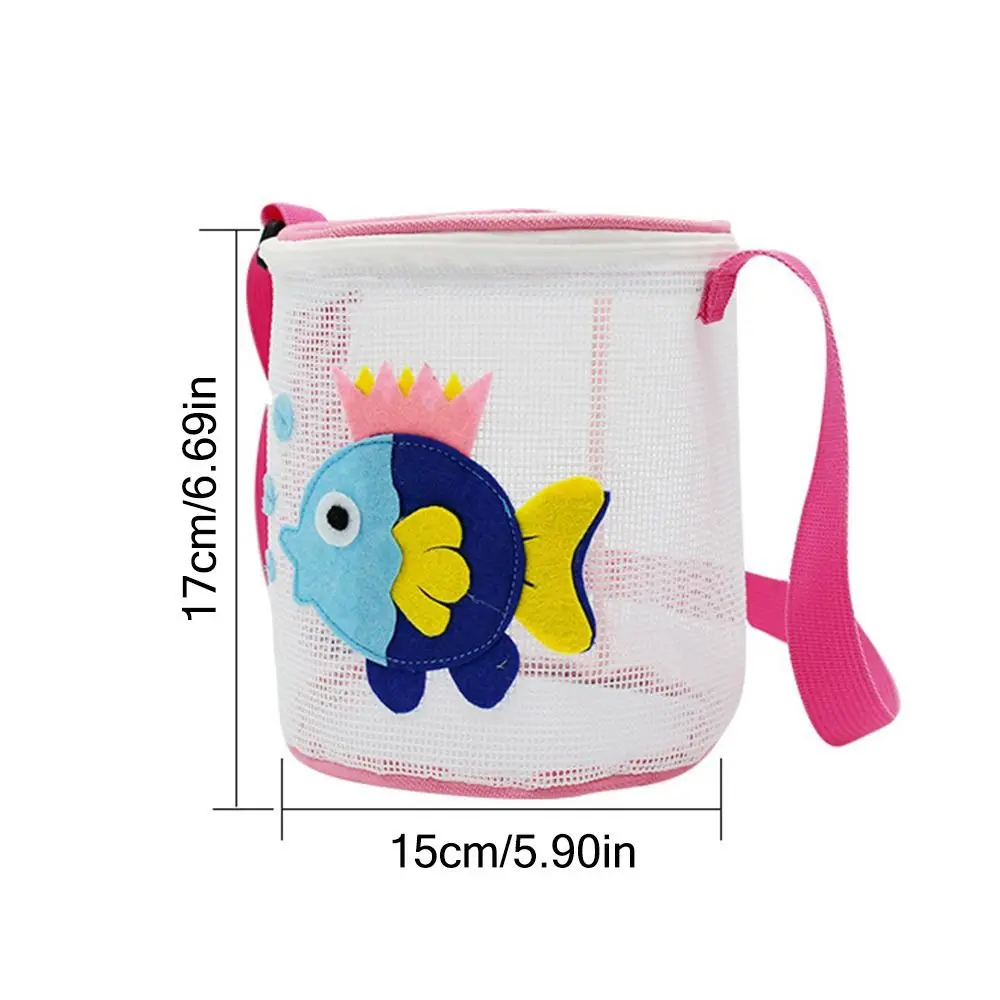 Multicolor Beach Toy Mesh Bag Cartoon Pattern Shark Whale Crab Beach Seashell Pocket Travel Vacation Shell Storage Bag Boys