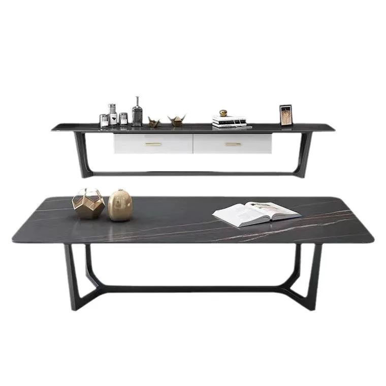 

2024 new model, Nordic, simple, rock slab, coffee table, marble, metal legs