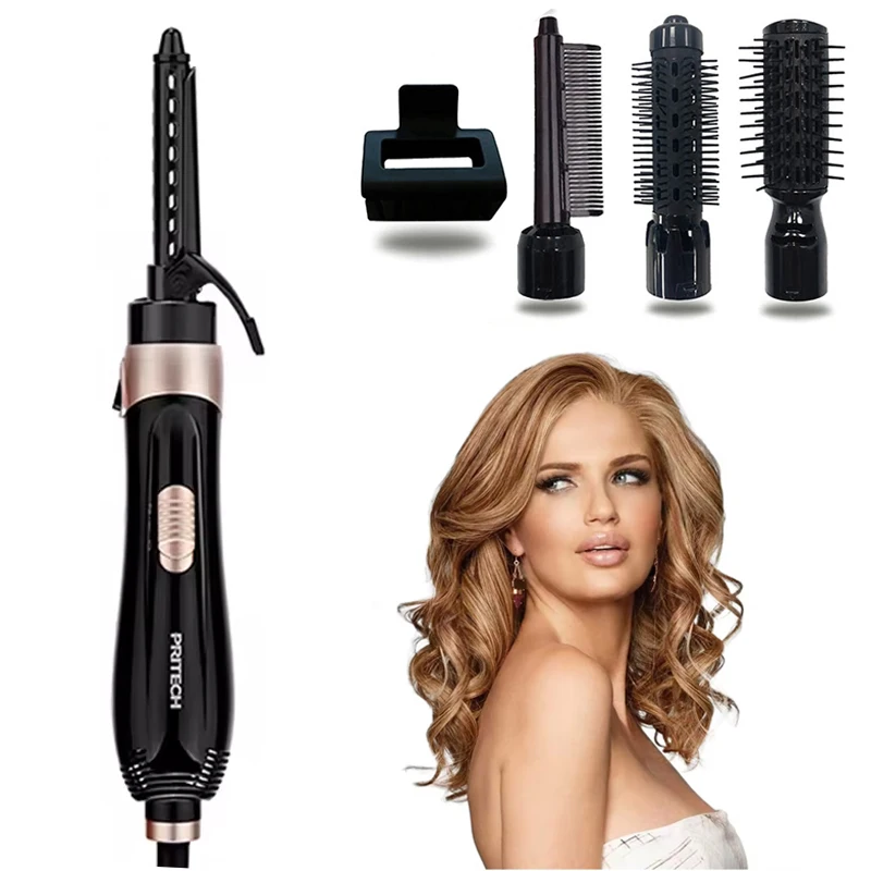 

Hot Selling 4 in 1 Salon Hot Air Brush Hair Blow Dryer Set Curler Combo Interchangeable Head Automatic