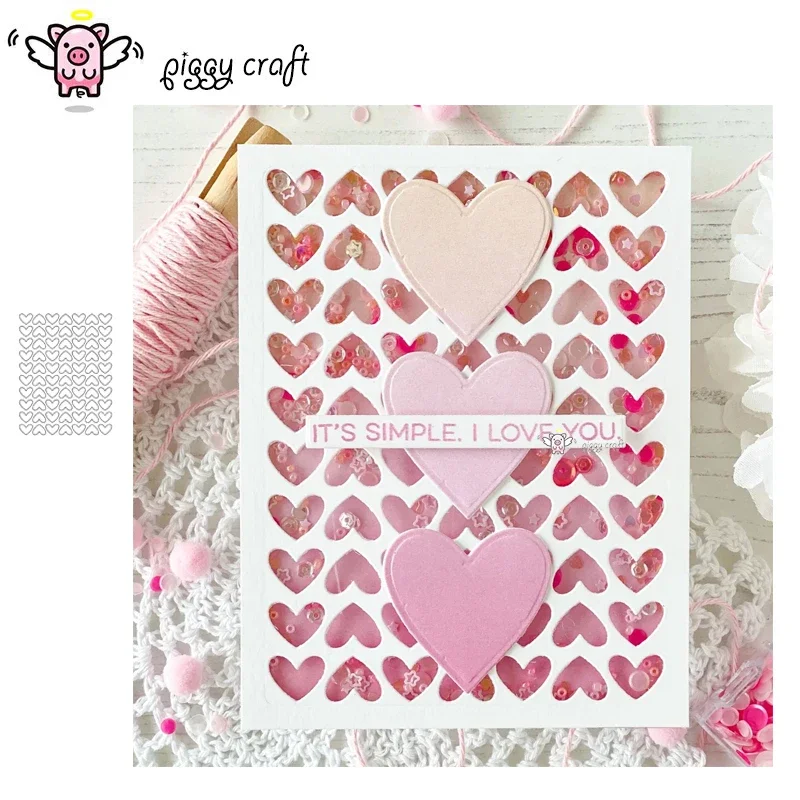 

Piggy Craft metal cutting dies cut die mold Love background frame Scrapbook paper craft knife mould blade punch stencils dies