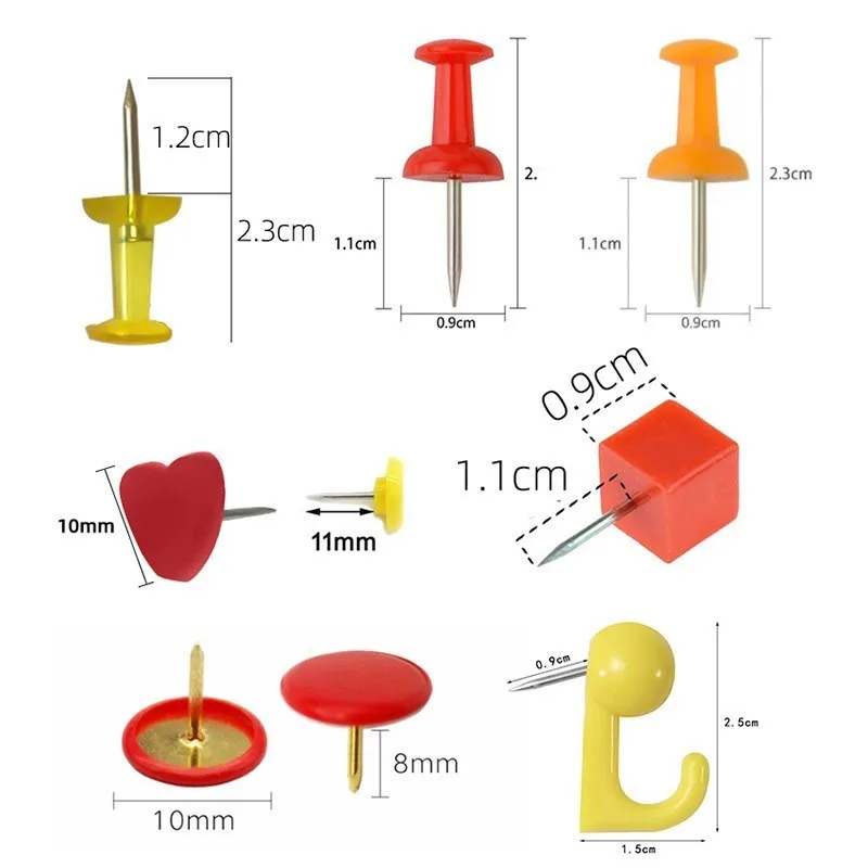 50 SZTUK Wiążąca tablica korkowa Bezpieczna kolorowa plastikowa szpilka Duża główka Push Needle Pins Rysunek Zdjęcie Ściany Kolczyki Biuro Artykuły szkolne