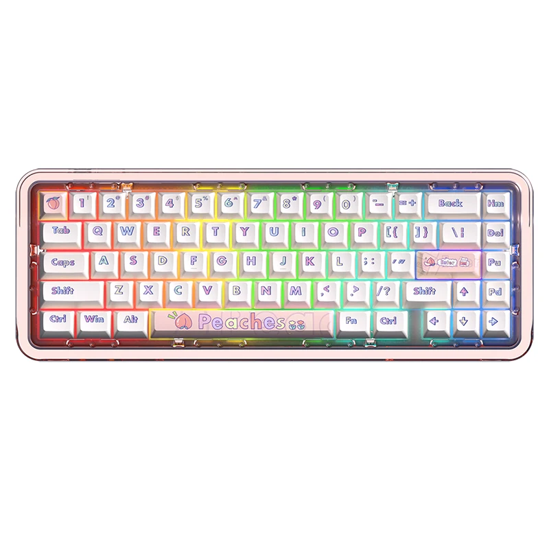 B67 Tri- Mode Wireless Pink Mechanical Keyboard RGB Hot-swappable Keyboard with Transparent SA High Sublimation Keycap for Game