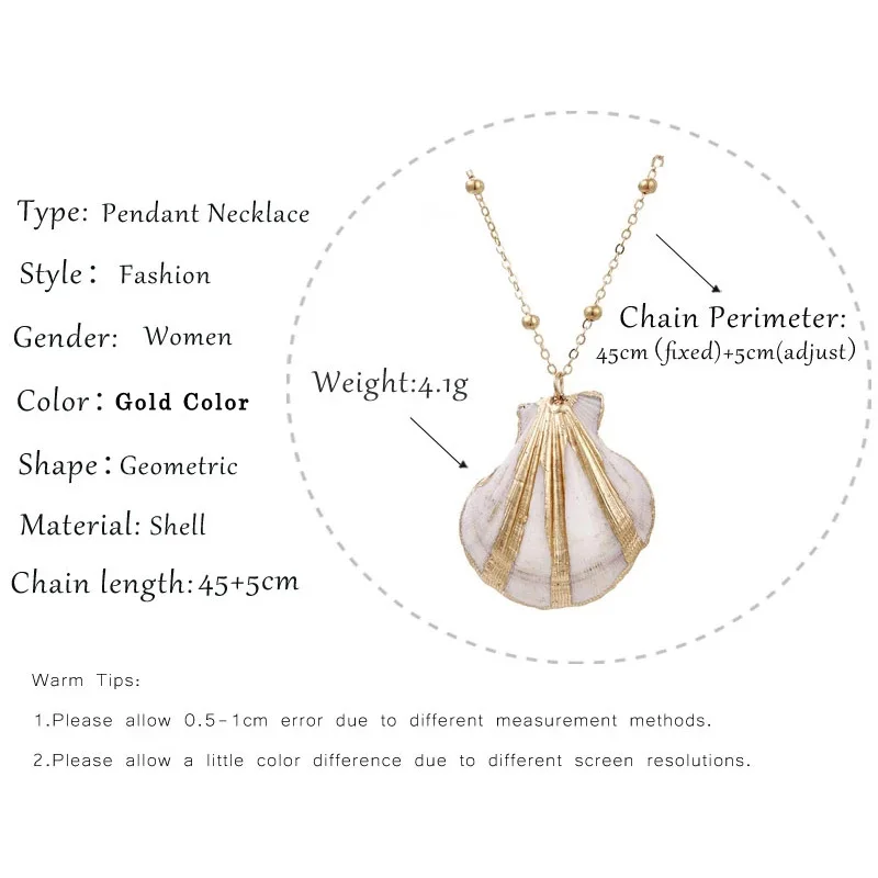 Natural Shell Pendant Necklace Seashell Collar Choker Long Gold Color Chain Cowrie Necklace Woman Femme Ocean Beach Jewelry Gift