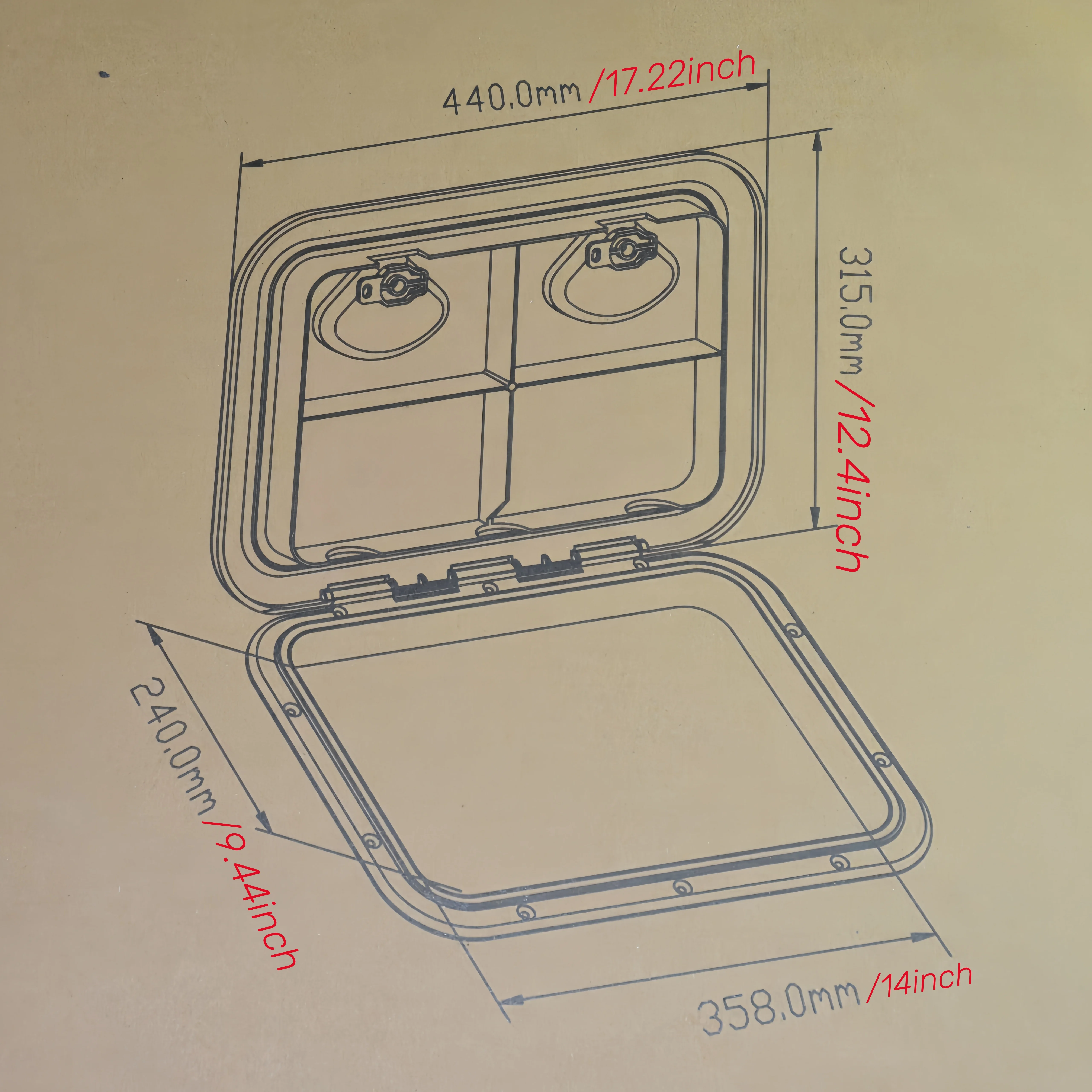 Boat Deck Hatch, 315MM*440MM Marine Deck Hatch Access Hatch and Lid Hatch for Boat Caravan RV