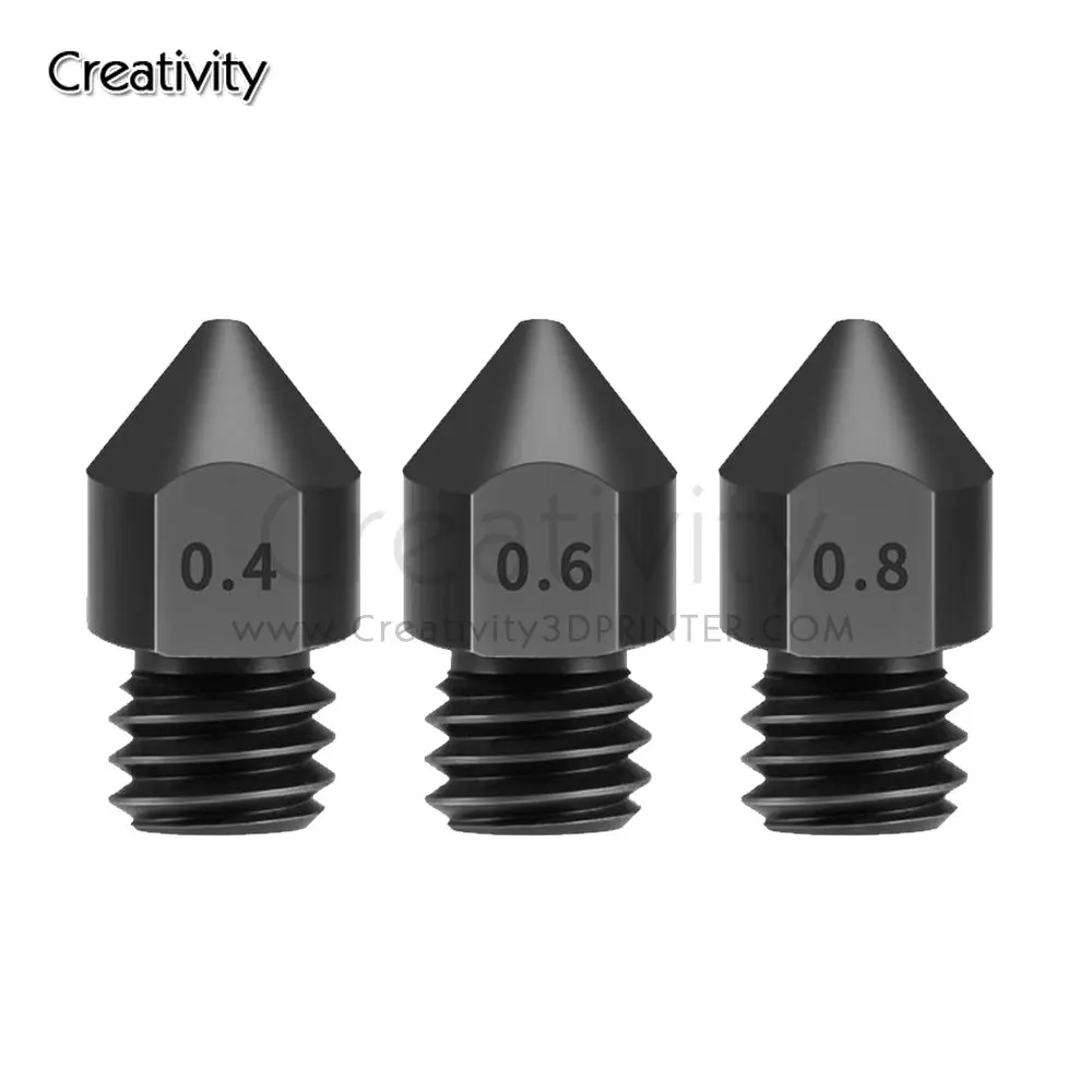 MK8 Nozzle Super Hard Steel Mold Steel Corrosion-Resistant Extruder Threaded 1.75mm 3D Printer Nozzle for Ender-3Pro CR-10