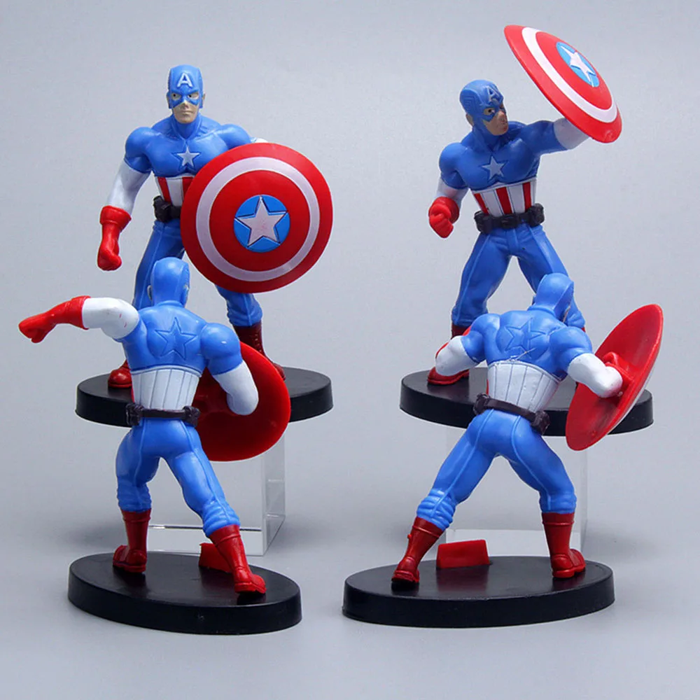 4 Pcs/Set Marvel Avengers Captain America Kids Birthday Party Decor Boys Girls Model Toys Gift Collectible PVC Doll Accessories