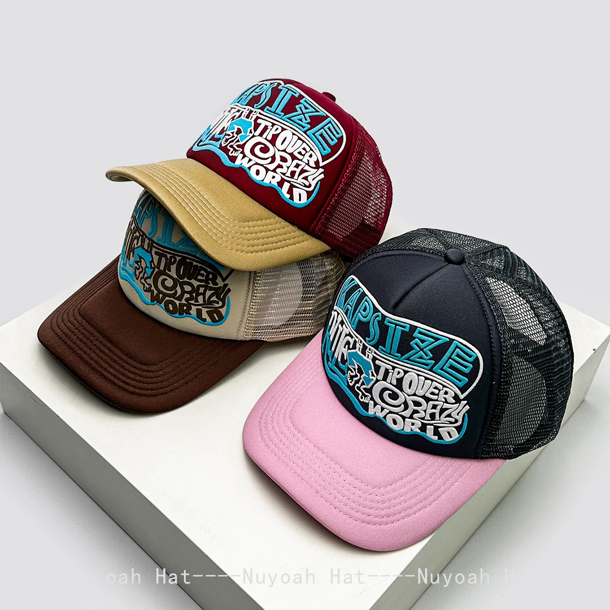 

New Unisex American Style Color Block Printed Letters Baseball Hats Breathable Personal Sunshade Hip Hop Trucker Caps Versatile