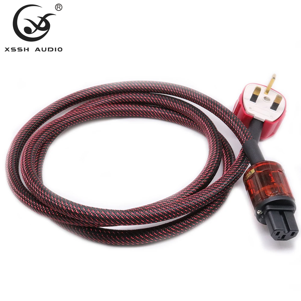 Electric Cable Hi-end HIFI Guangzhou YIVO DIY OEM 3 Core Pure Copper IEC Female Plug Male AC UK Shield 15mm Power Cord Wire Line