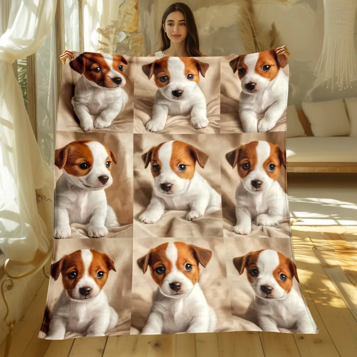 

Милое щенка Джек Рассел терьер коллаж девять фотографий мягкое фланелевое одеяло подарок любителю домашнего животного уютный домашний декор одеяло с животным принтом