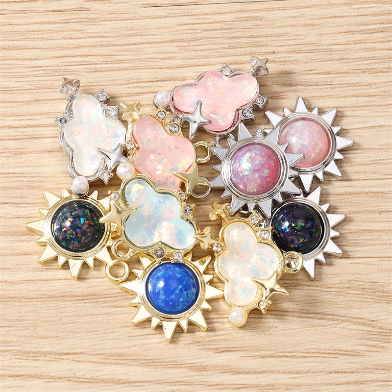 5 Stück niedliche, gemischte Metallanhänger in Form von Sonne und Wolken zum Basteln von Schmuck, Halsketten, Ohrringen, Armbändern und für DIY-Handarbeiten. – Detail 4